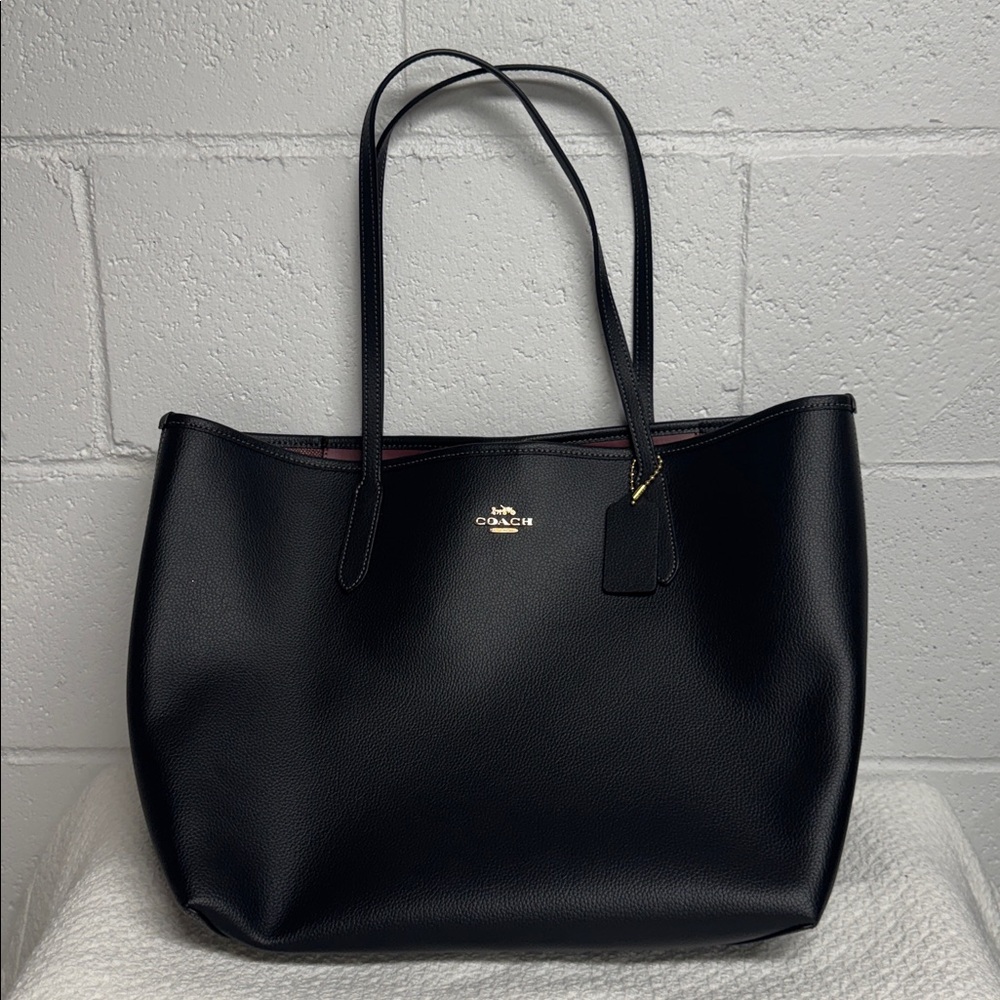 Coach Midnight Black Leather Shoulder Bag City Tote